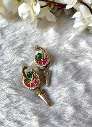 Pink And Golden Earrings