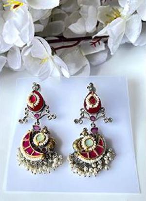 Red Oxidised Earrings