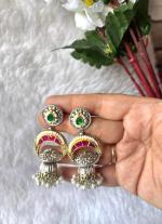 Green And Silver Earrings