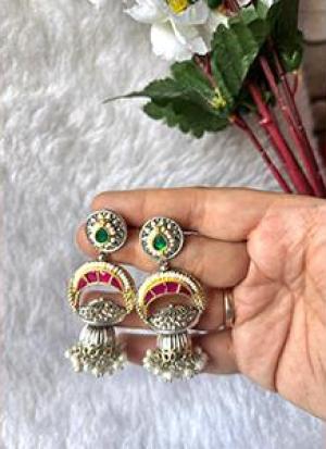 Green And Silver Earrings