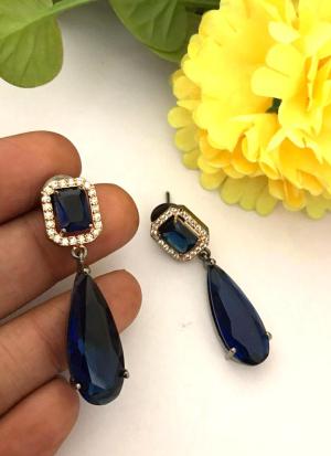 Blue Gemstone Earrings with Teardrop