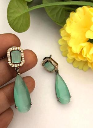 Earrings with Green Gemstones
