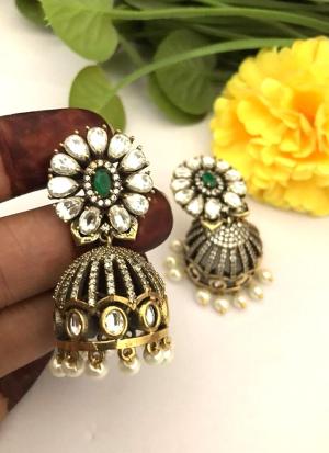 Dome Earrings with Green Gemstones