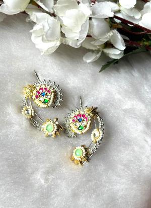 Ornate Gold Earrings with Multicolored Gemstones