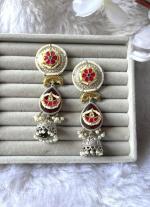Silver Earrings with Green & Pink Gemstones