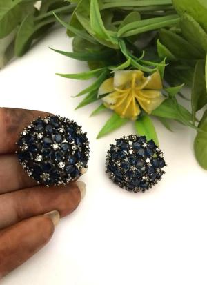 Spherical Blue Gem Earrings
