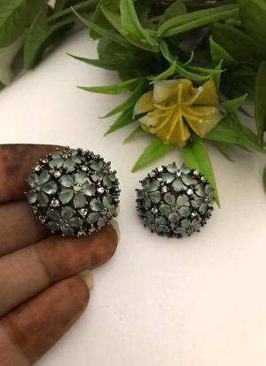 Floral Light Green Stud Earrings