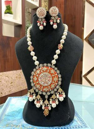 WhitePearl Bridal Necklace Set with Matching Earrings