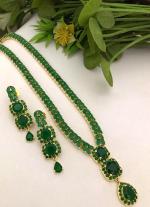 Green Gemstone & Gold Bridal Necklace Set with Matching Earrings