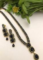 Blue Gemstone & Gold Bridal Necklace Set with Matching Earrings