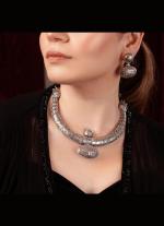 Ornate Silver Statement Necklace & Earrings