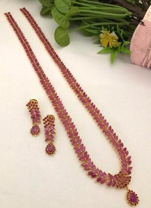 Pink Gemstone Necklace Set with Matching Earrings