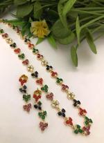 Floral Multicolor Gemstone & Gold Necklace Set