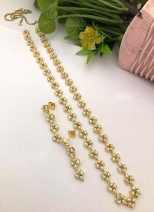 Timeless Pearl & Gold Necklace Set with Matching Earrings