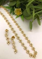 Pearl Cluster Gold Necklace Set with Matching Earrings