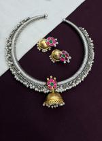 Gold-Silver Bell Necklace & Matching Earrings
