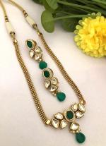 Gold Choker Necklace with Green & White Gemstones