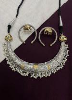 Floral Silver Necklace & Matching Earrings