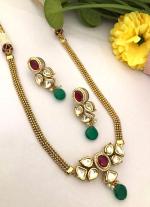 Choker Necklace with Red Gemstone & White Teardrop Accents