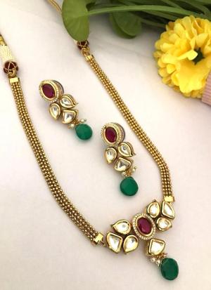Choker Necklace with Red Gemstone & White Teardrop Accents