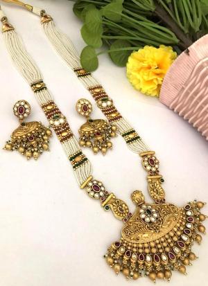 Gold Long Necklace Set with  Earrings