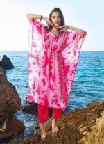 Pink And White Designer Kaftan