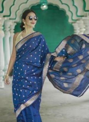 Deep Blue Banarasi Saree