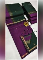 Purple Silk Cotton Saree with Contrast Pallu