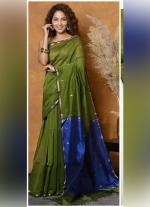 Dark Purple Silk Cotton Saree with Pink & Gold Border