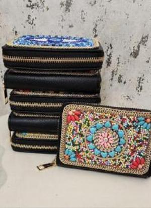 Multicolor Blue Floral  Zari Clutch