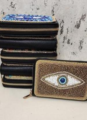 White Evil Eye Zari Clutch