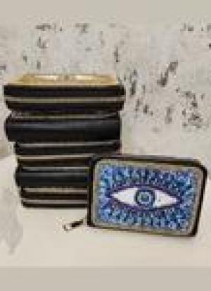 Blue Evil Eye Zari Clutch