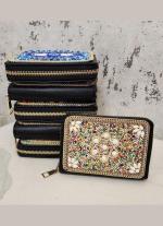 MultiColor White Floral  Zari Clutch