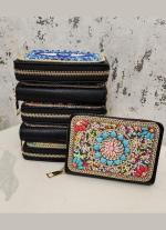 Multicolor Blue Floral  Zari Clutch