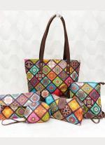 Multicolor  Ikkat 5 Piece Hand Bag
