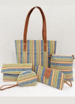 Multi Color  Ikkat 5 Piece Hand Bag