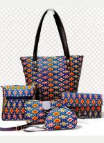 Multicolor  Ikkat 5 Piece Hand Bag