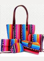 Multi Color  Ikkat 5 Piece Hand Bag