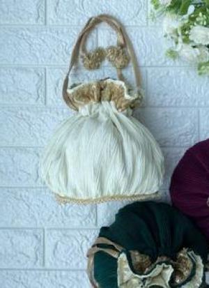 White And Golden Potli