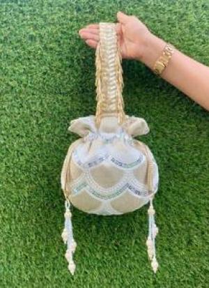 Golden And Beige Potli