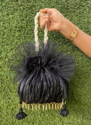 Black Beaded Potli