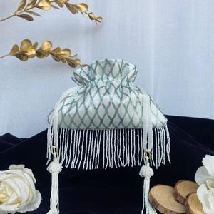 White And Green Beaded Potli