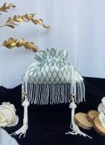 White And Green Beaded Potli