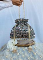 Black And Golden Floral Potli