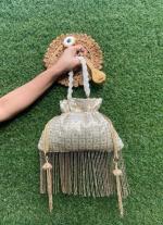 Golden And Cream Beaded Potli