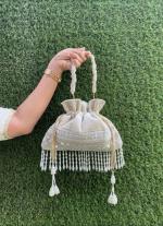 Beige And White Potli
