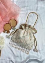 White Beaded Potli