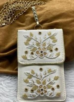 Cream Zari Sling Bag