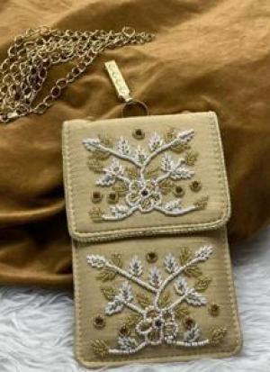 Dark Beige Zari Sling Bag