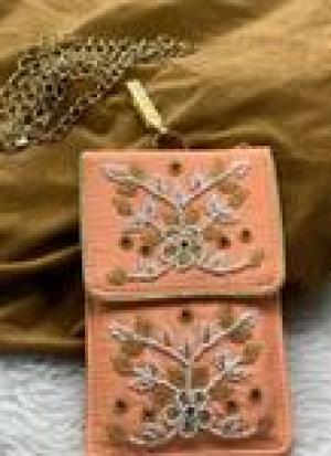 Peach Zari Sling Bag